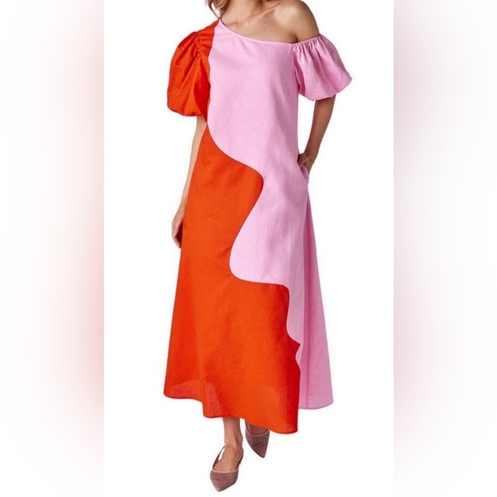 Crosby Asymmetrical Pink and Orange Dress